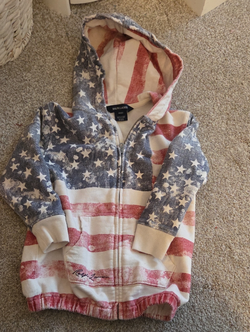 Ralph Lauren Kids American Flag Zip Hoodie - Red, Blue & White